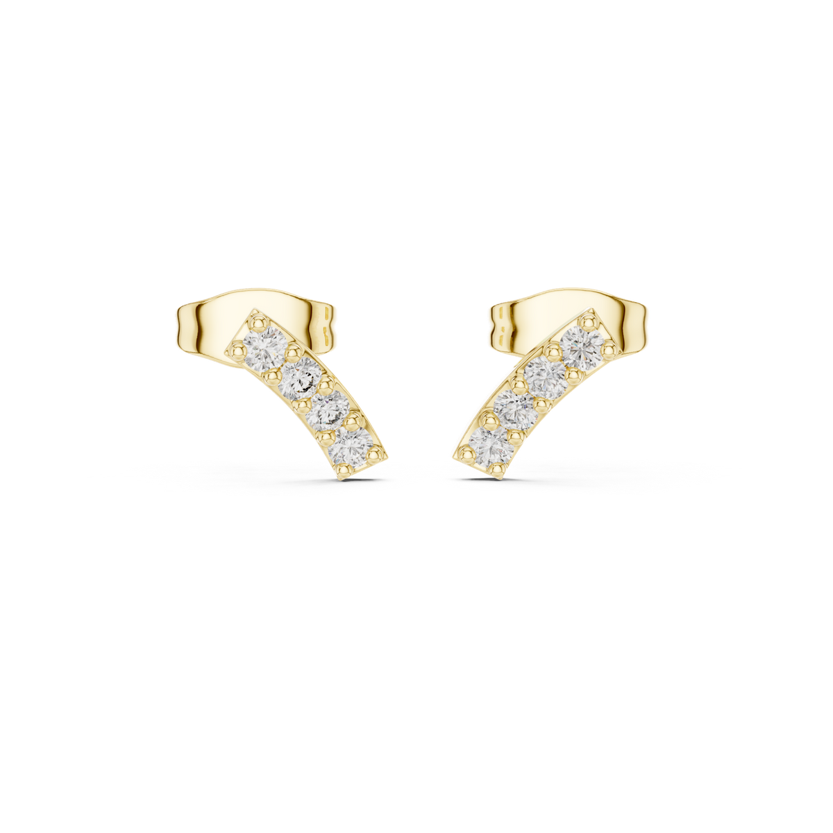 14K Solid Gold Lab Diamond Cluster Earrings, Yellow Gold