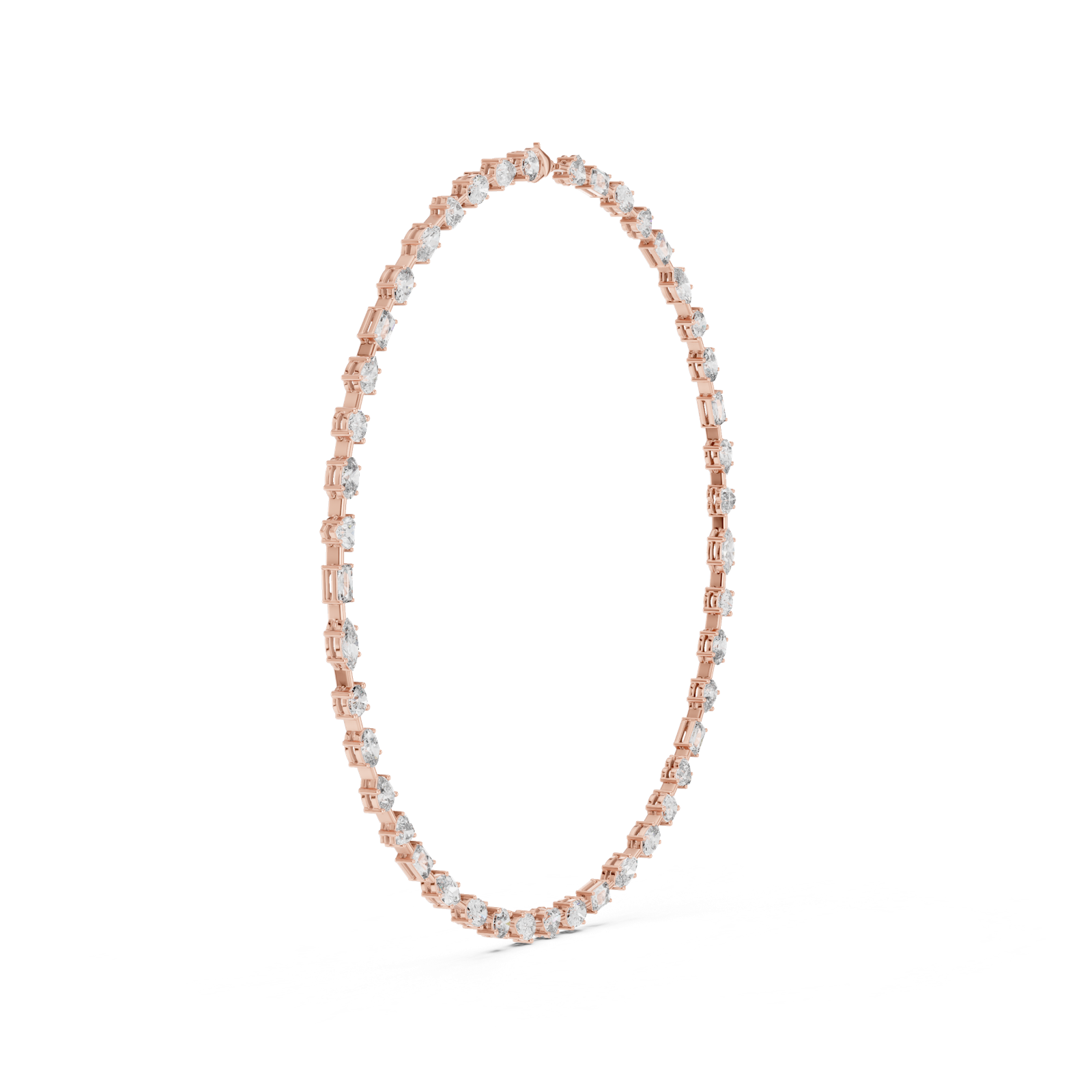 14K Solid Gold Lab Diamond Tennis Necklace, Rose Gold, view 3
