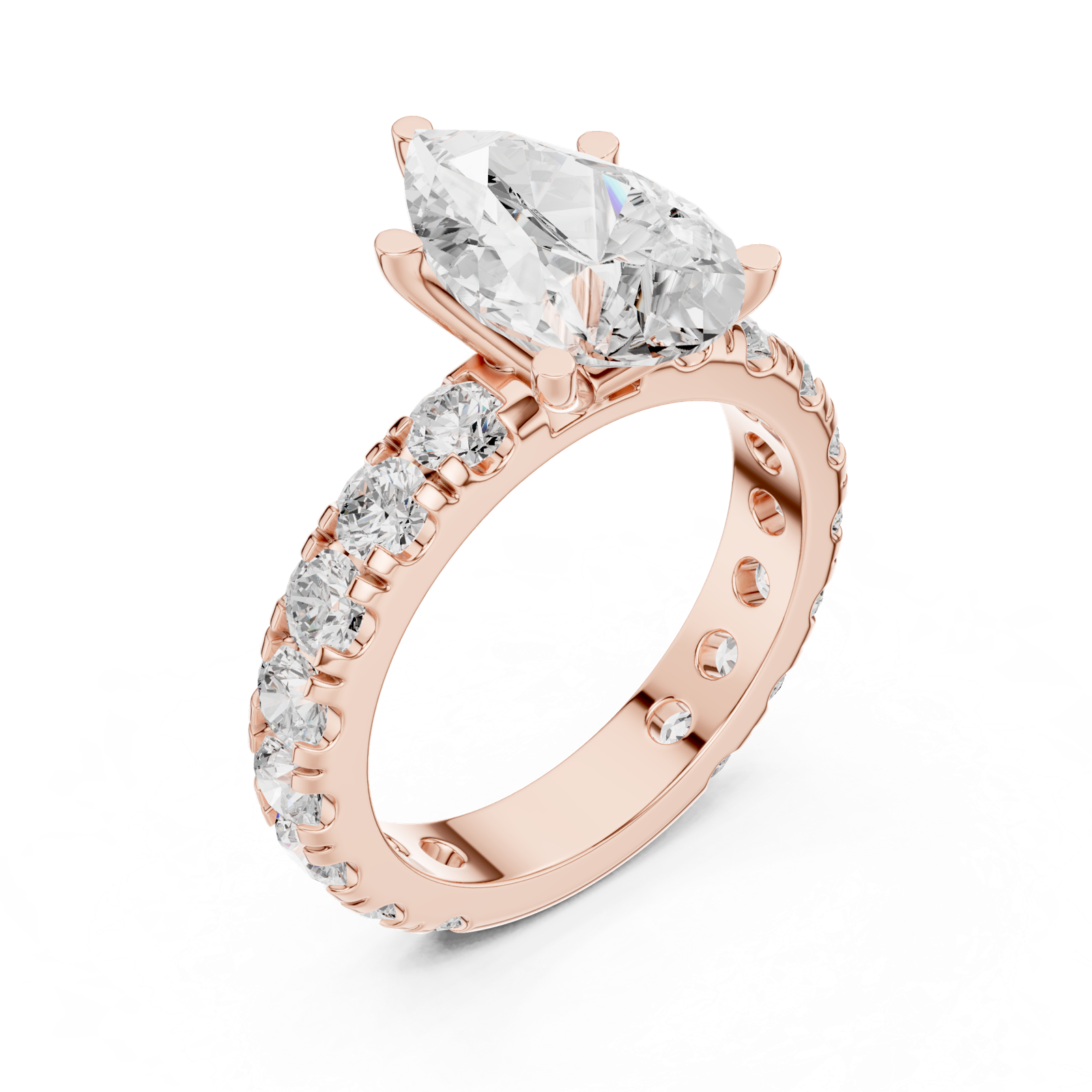 Gold Jewelry L35-63, Pear center stone, Rose Gold, view 2