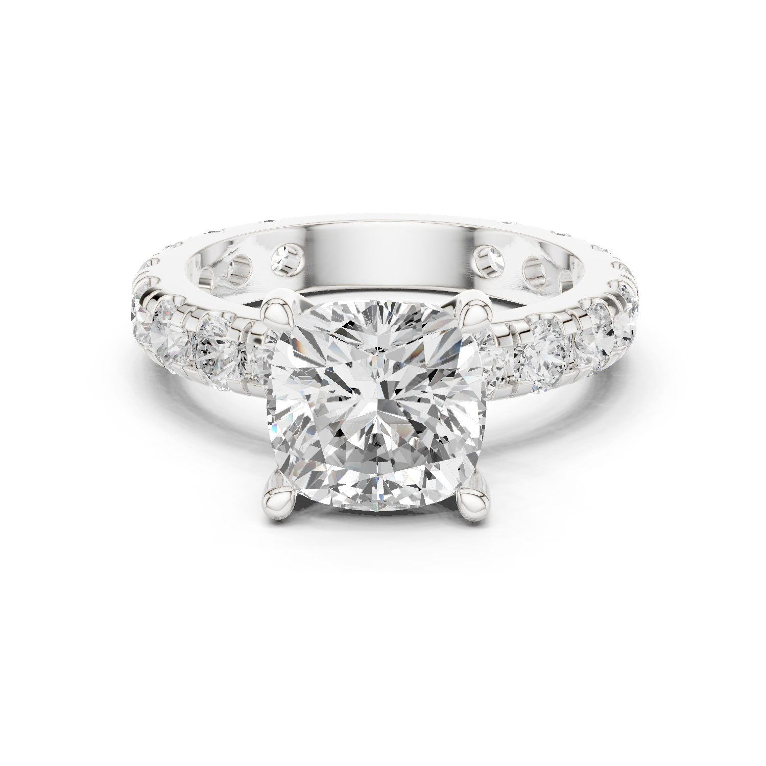 Gold Jewelry, Cushion center stone, White Gold