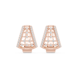 14K Solid Gold Lab Diamond Cluster Earrings, Rose Gold