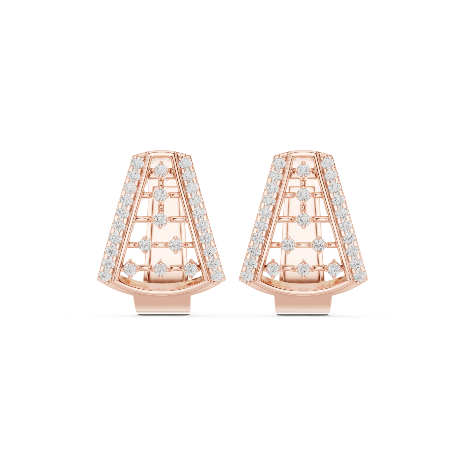 14K Solid Gold Lab Diamond Cluster Earrings, Rose Gold