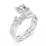 Gold Ring DDLR-299, Asscher center stone, White Gold, view 2