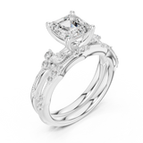 Gold Ring DDLR-299, Asscher center stone, White Gold, view 2