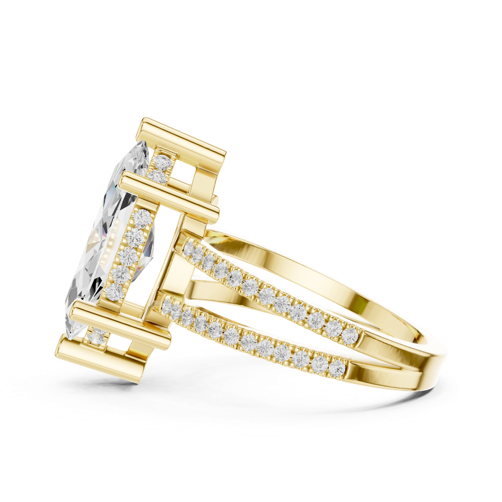 Gold Jewelry L36-13, Marquise center stone, Yellow Gold, view 3
