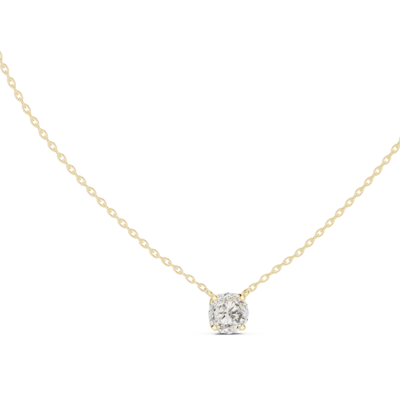 14K Solid Gold Lab Diamond Solitaire Pendant Necklace, Yellow Gold, view 1
