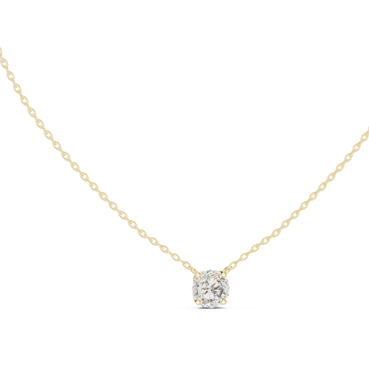 14K Solid Gold Lab Diamond Solitaire Pendant Necklace, Yellow Gold, view 1