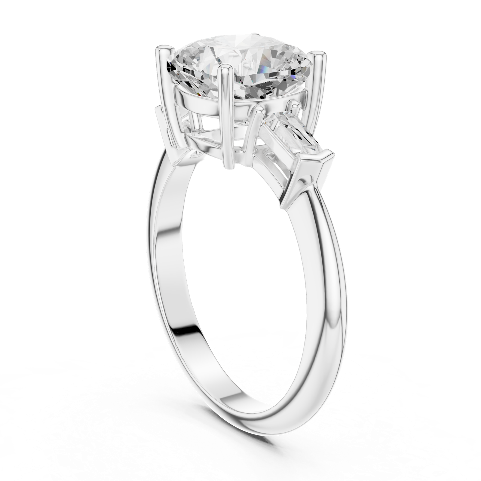 Gold Jewelry, Cushion center stone, White Gold, view 1