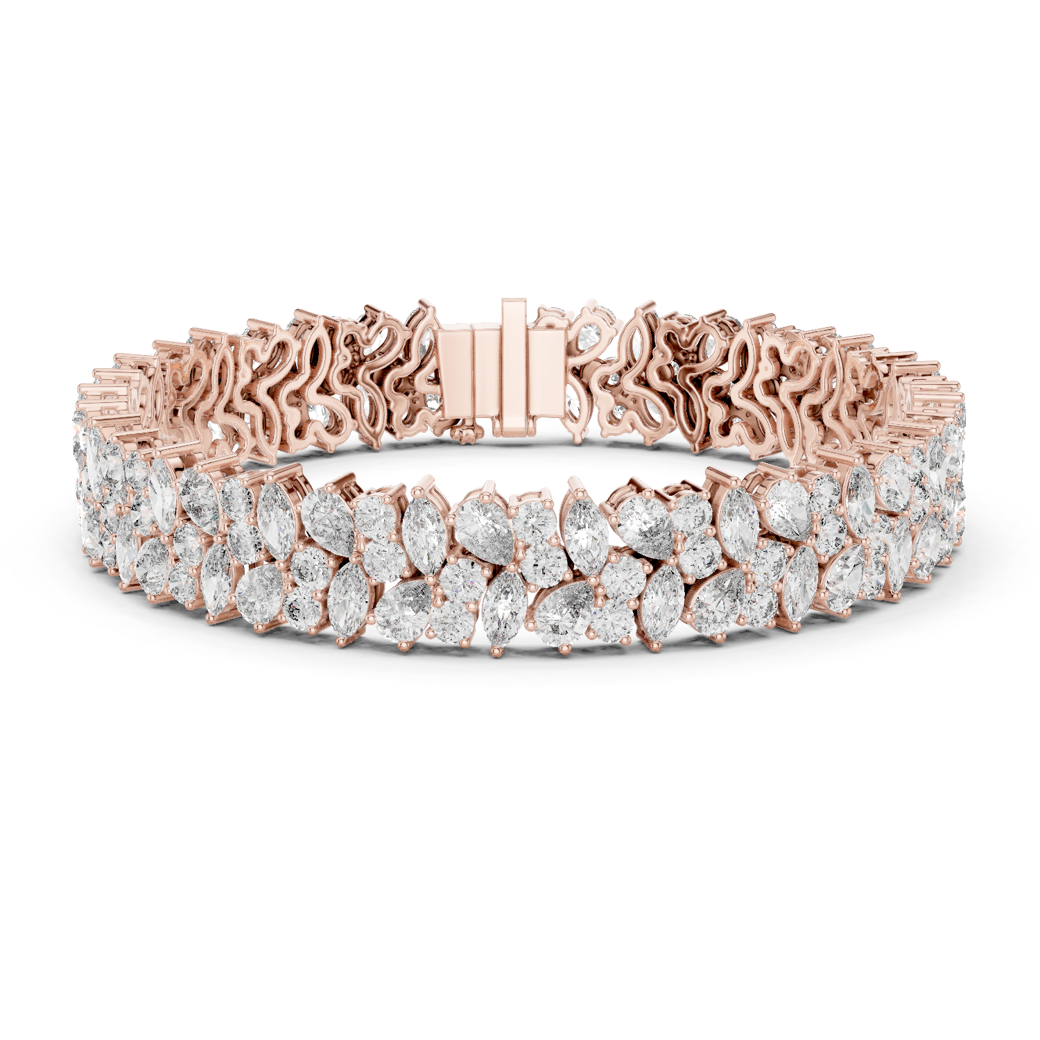 14K Solid Gold Lab Diamond Bracelet, Rose Gold