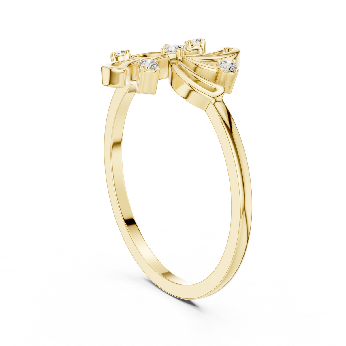 14K Solid Gold Lab Diamond Flower Cluster Ring, Yellow Gold, view 1