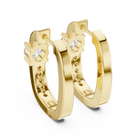 14K Solid Gold Lab Diamond Huggie Earrings, Yellow Gold, view 3