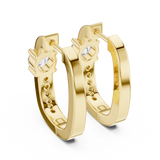 14K Solid Gold Lab Diamond Huggie Earrings, Yellow Gold, view 3