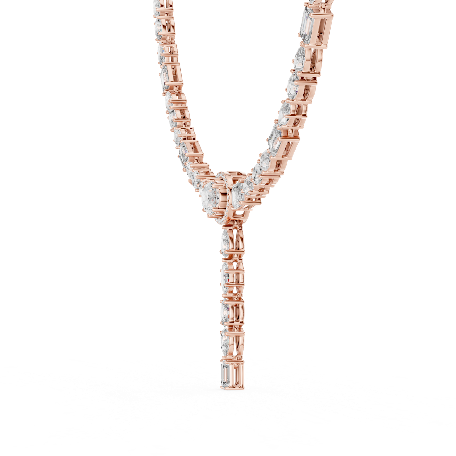 14K Solid Gold Lab Diamond Tennis Necklace, Rose Gold, view 3