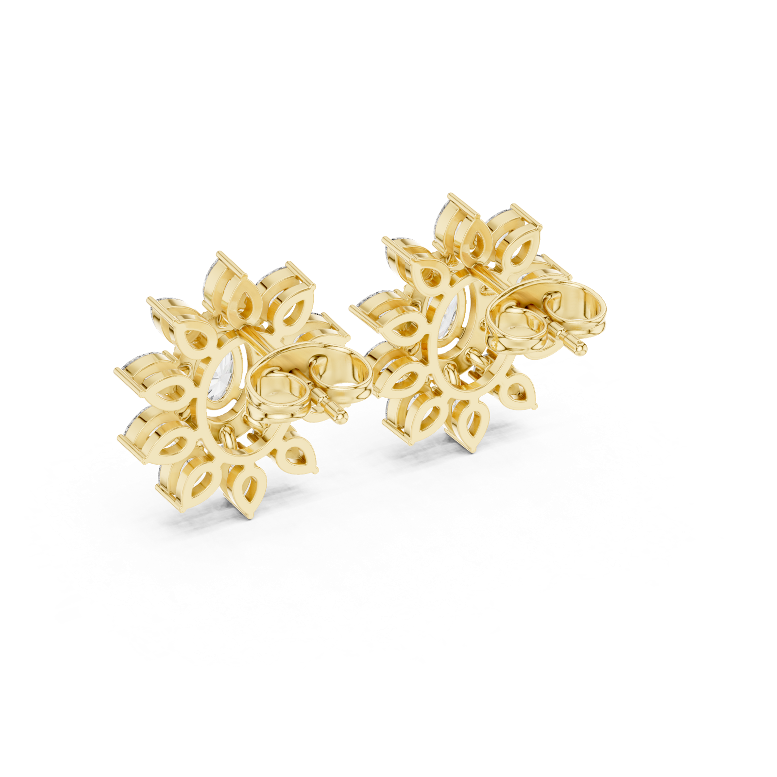 Gold Earrings AGDER-270, Yellow Gold, view 3