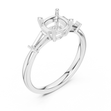 Gold Three-Stone Baguette Engagement Ring, Cushion center stone, White Gold, view 2