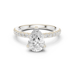 Gold Ring DDLR-161, Pear center stone, White Gold