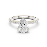 Gold Ring DDLR-161, Pear center stone, White Gold