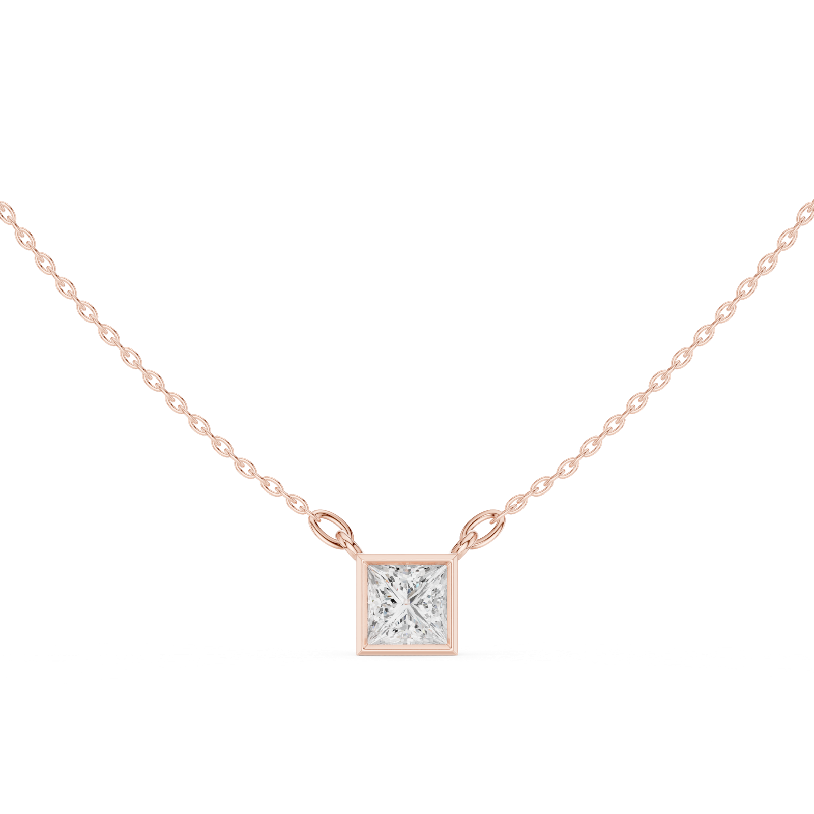 Gold Jewelry DDPS-001, Princess center stone, Rose Gold, view 4