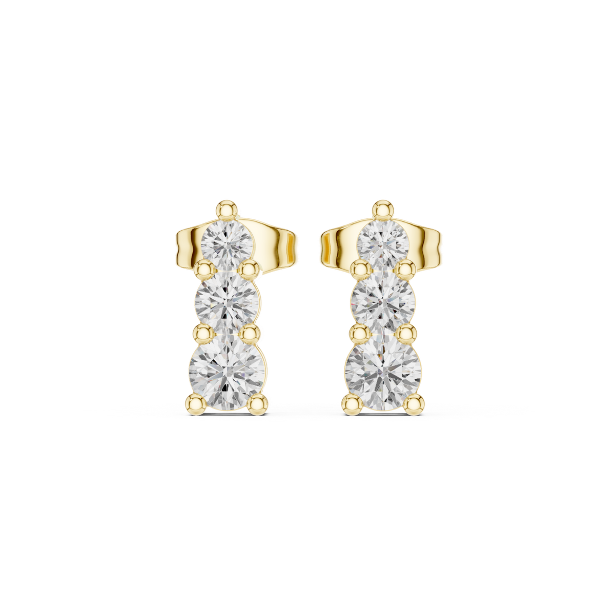 14K Solid Gold Lab Diamond Cluster Earrings, Yellow Gold
