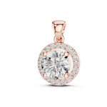 14K Solid Gold Lab Diamond Solitaire Pendant Necklace, Rose Gold, view 2