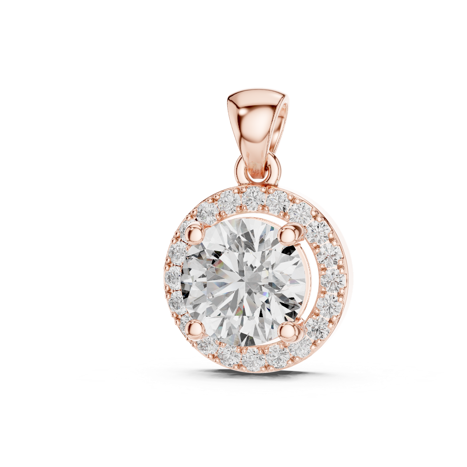 14K Solid Gold Lab Diamond Solitaire Pendant Necklace, Rose Gold, view 2