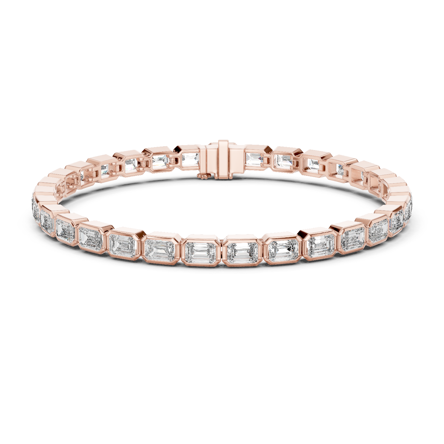 14K Solid Gold Lab Diamond Bracelet, Rose Gold