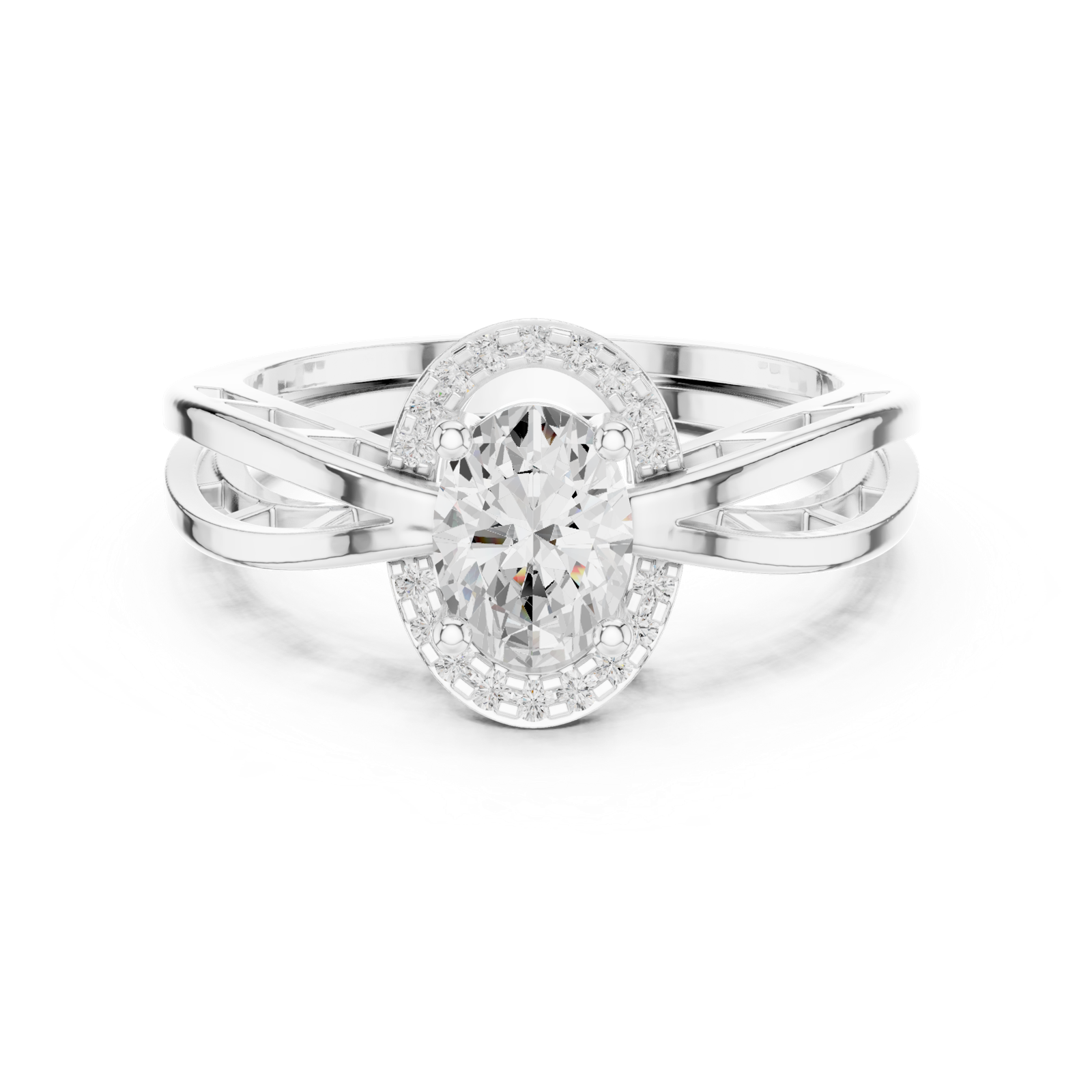Gold Ring DDLR-494, White Gold, view 4