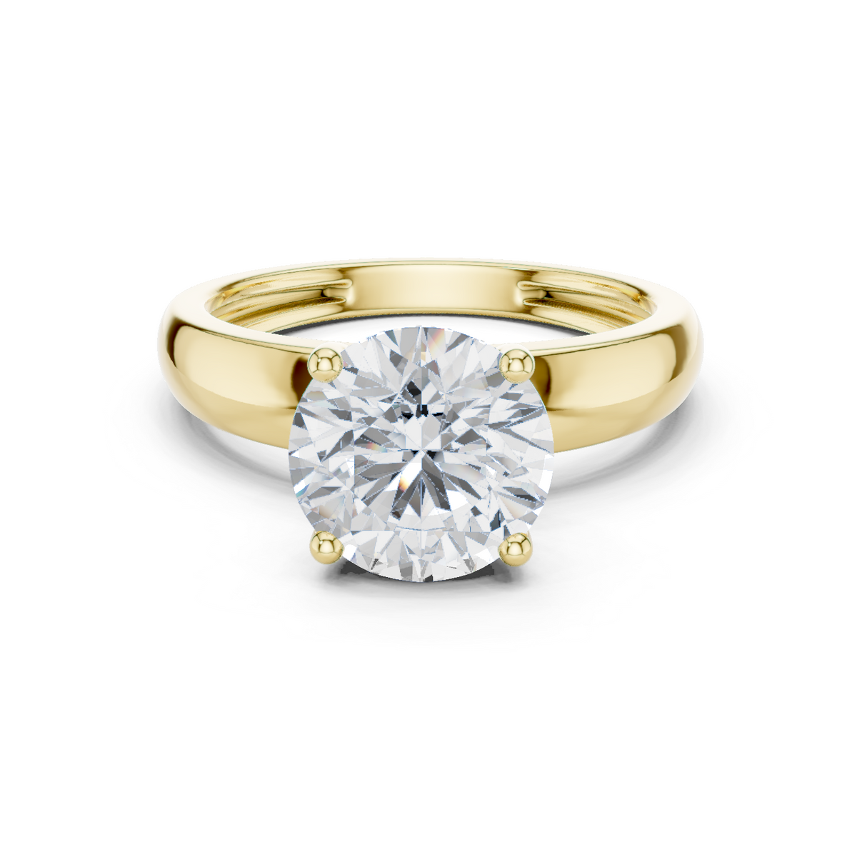 14K Solid Gold Lab Diamond Solitaire Ring, Yellow Gold