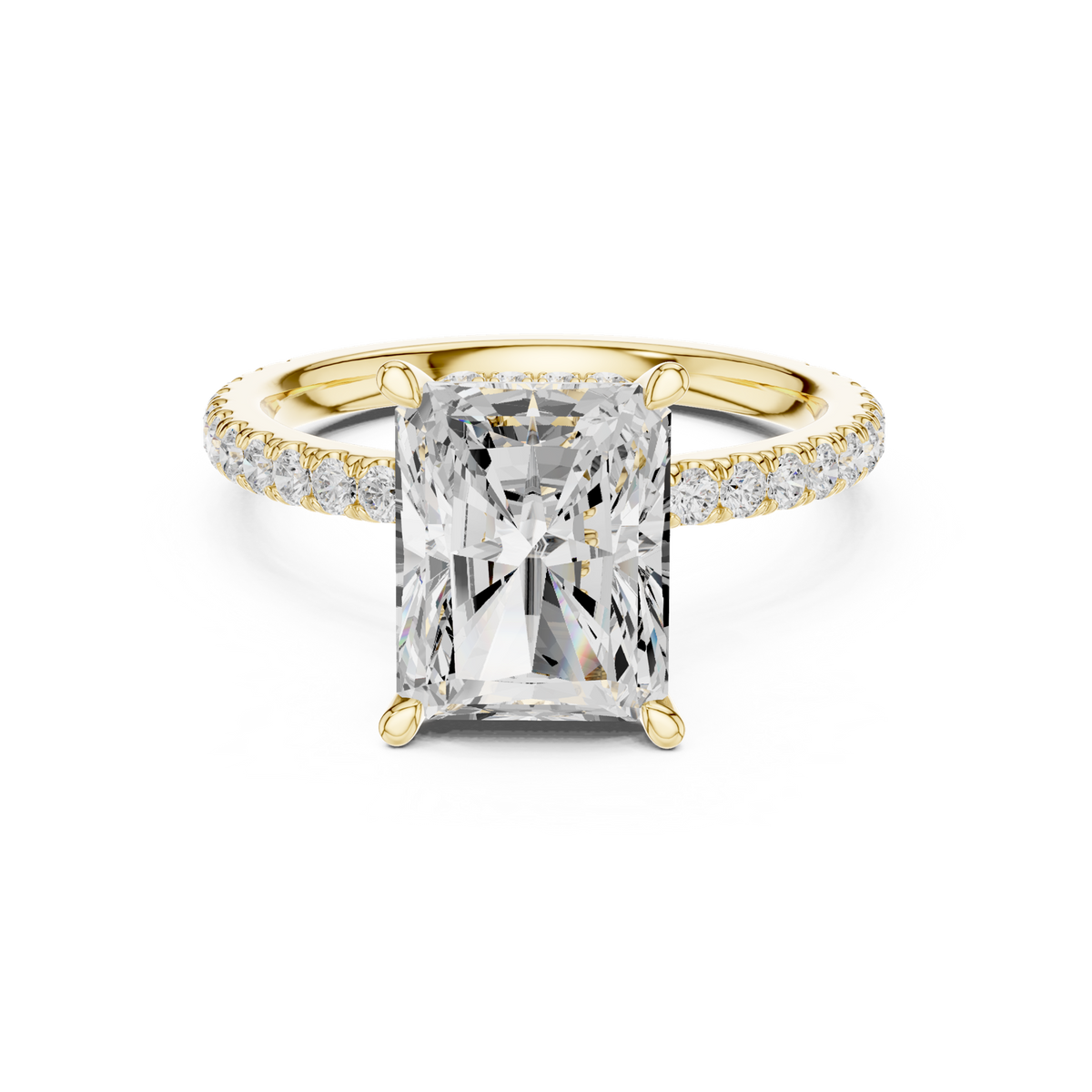 14K Solid Gold Lab Diamond Solitaire Ring, Yellow Gold