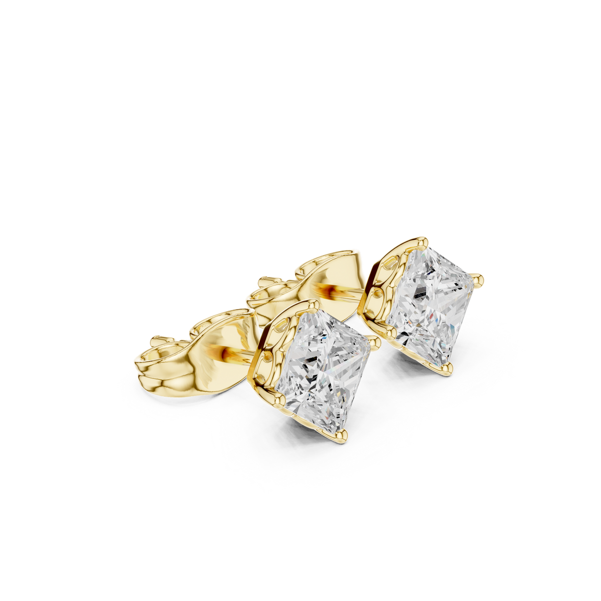 14K Solid Gold Lab Diamond Stud Earrings, Yellow Gold, view 1