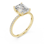 Gold Jewelry, Emerald center stone, Yellow Gold, view 2