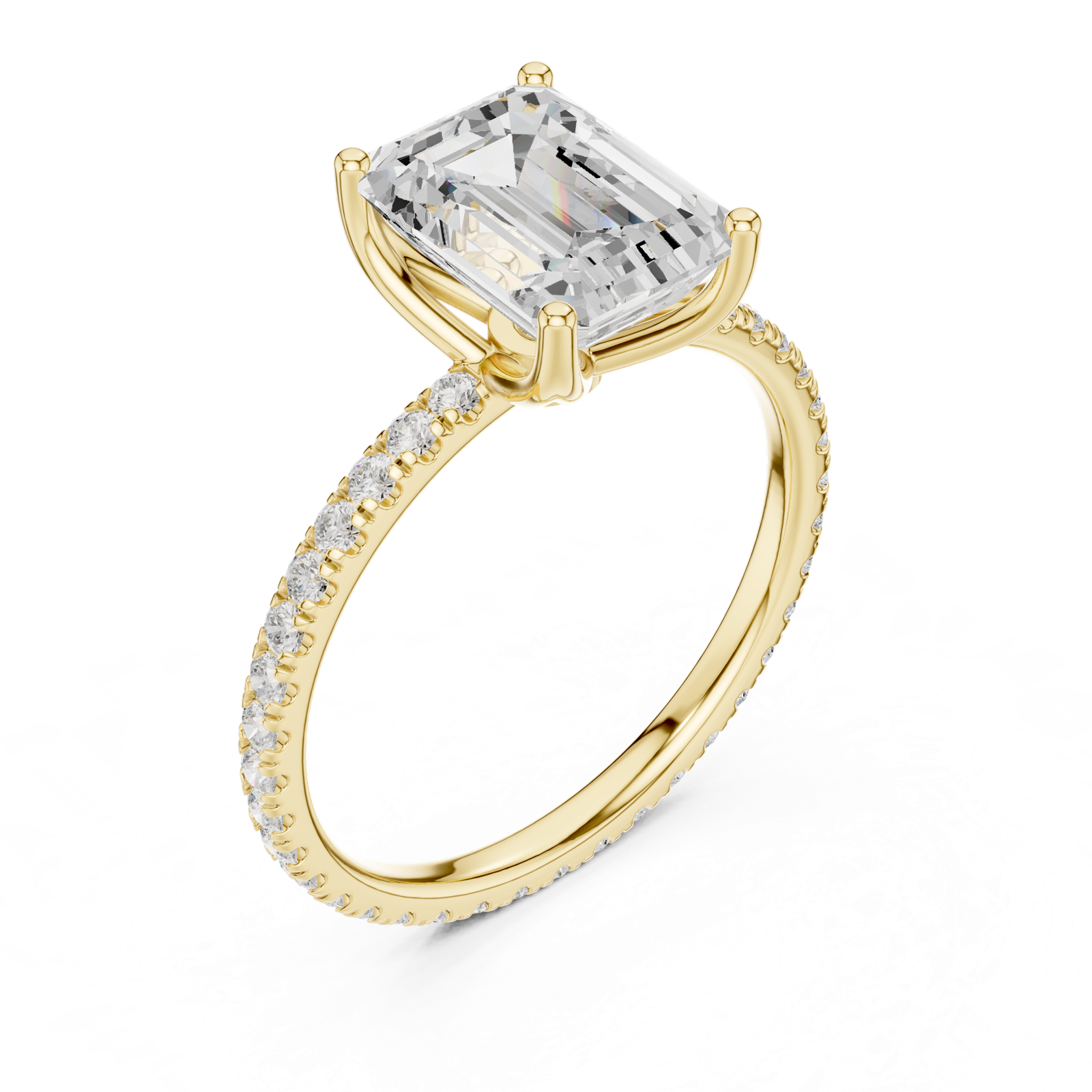 Gold Jewelry, Emerald center stone, Yellow Gold, view 2