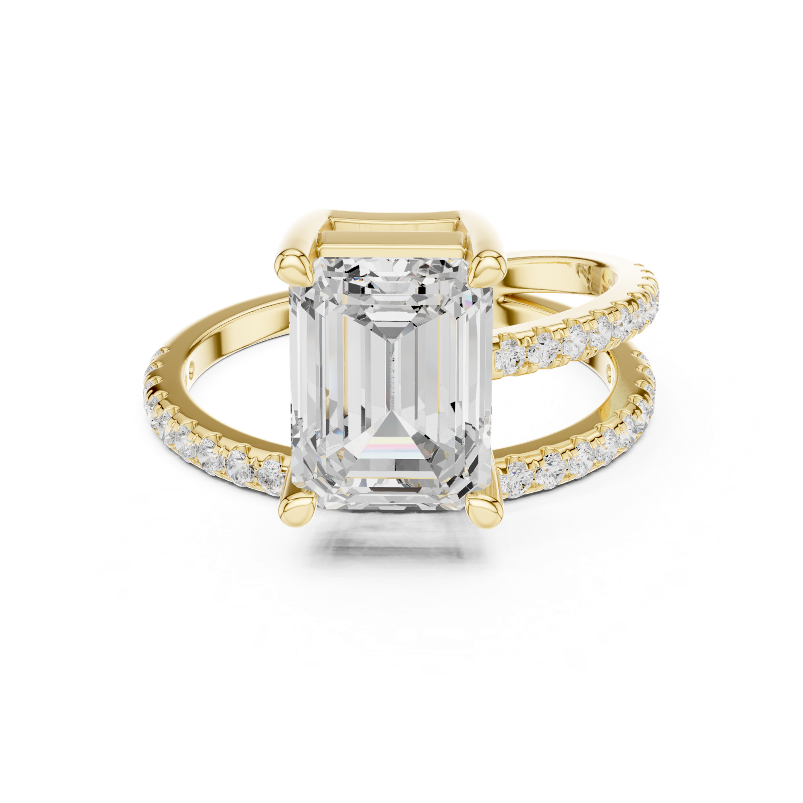 Gold Jewelry, Emerald center stone, Yellow Gold, view 4