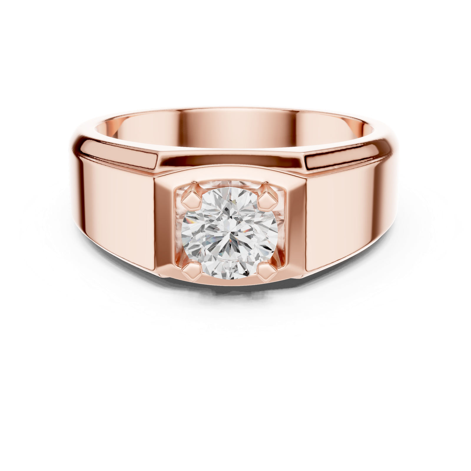 14K Solid Gold Lab Diamond Solitaire Ring, Rose Gold, view 4