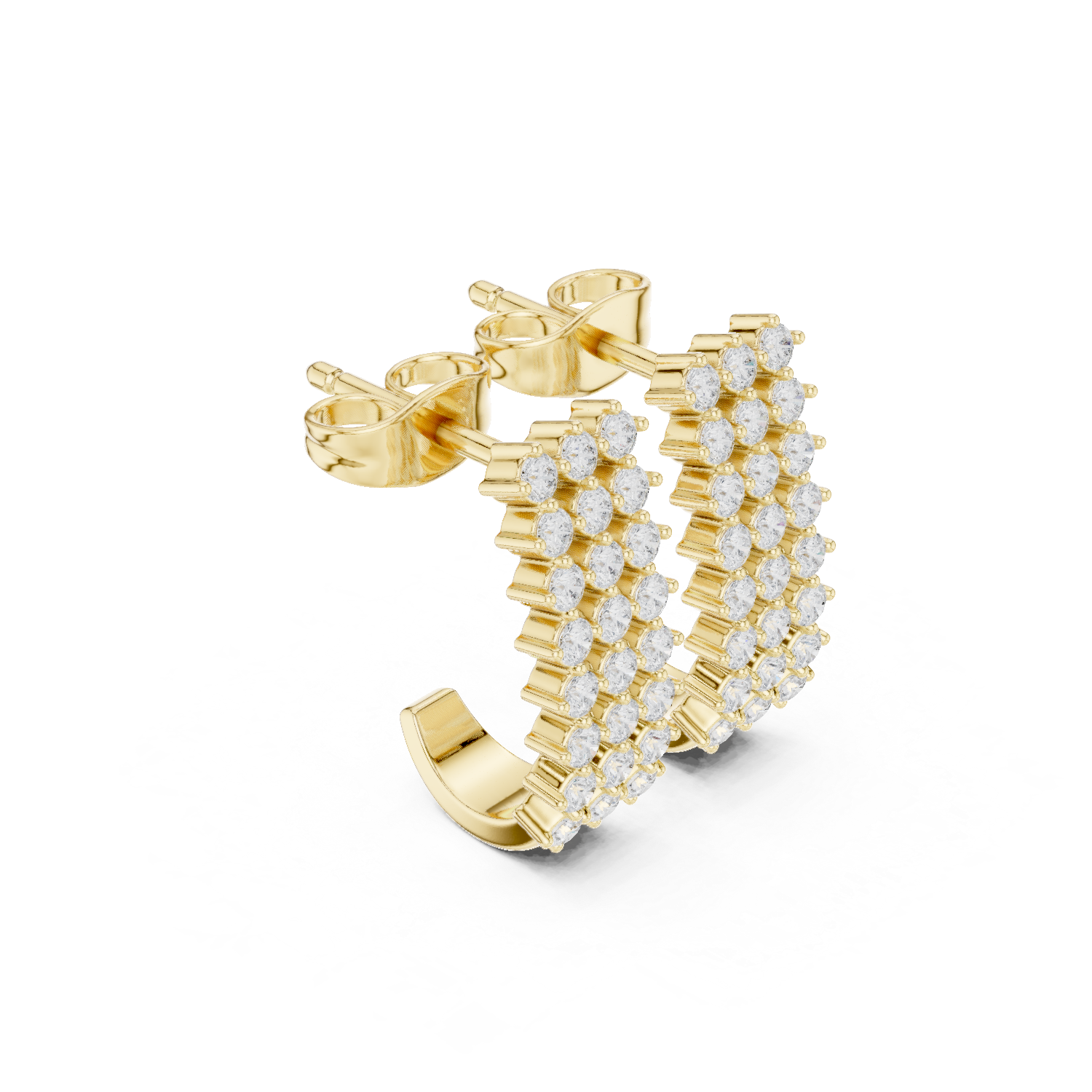 Gold Earrings SBER(55), Yellow Gold, view 1