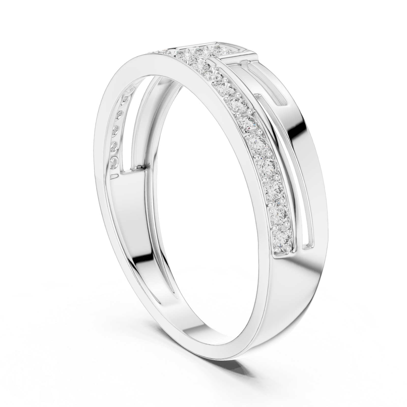 Gold Ring LR-01 (9), White Gold, view 1