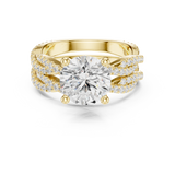 Gold Ring DDLR-300, Round center stone, Yellow Gold, view 4