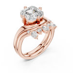 Gold Ring DDLR-444, Asscher center stone, Rose Gold, view 2
