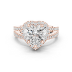 Gold Ring DDLR-350, Heart center stone, Rose Gold
