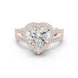 Gold Ring DDLR-350, Heart center stone, Rose Gold
