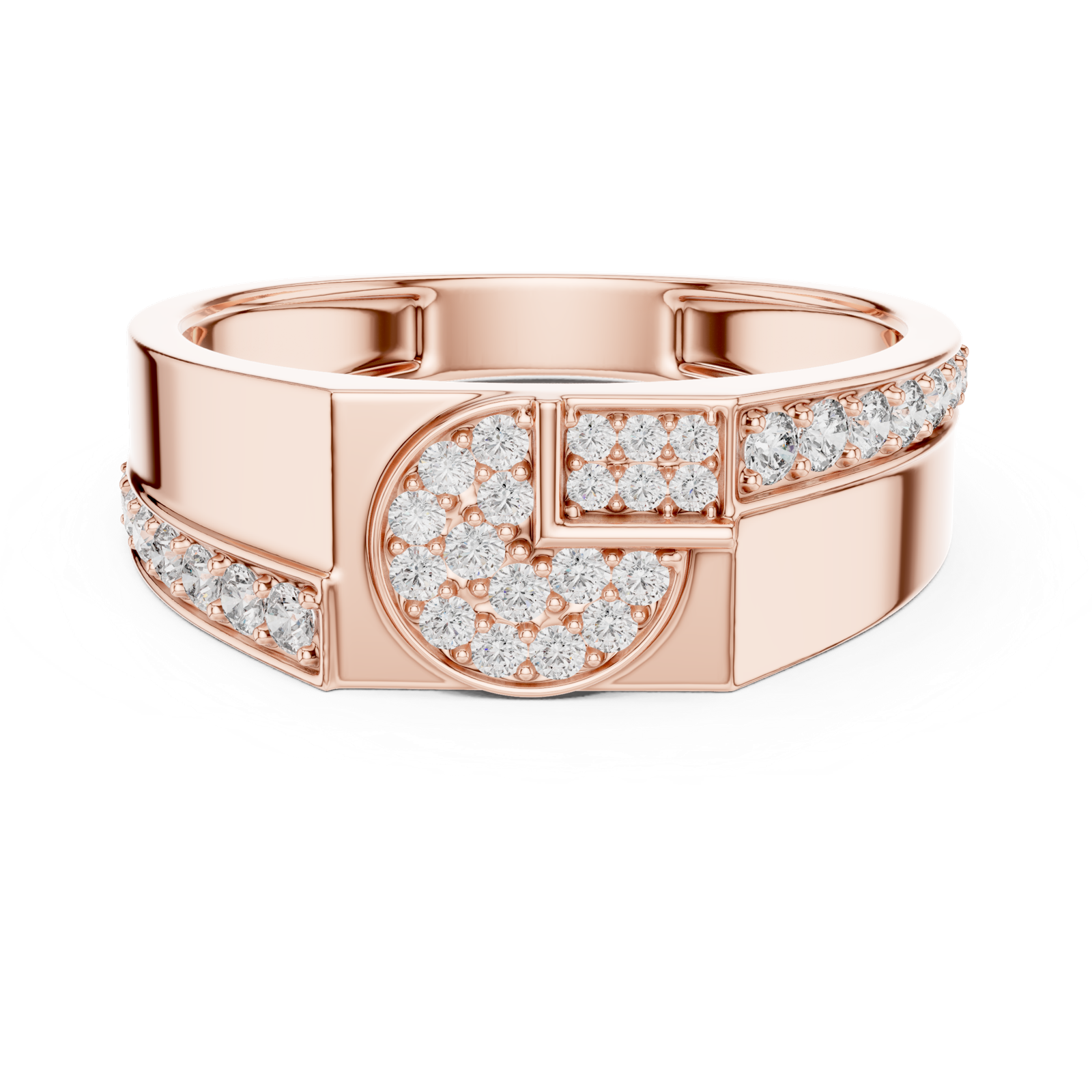 Gold Ring LR-01 (35), Rose Gold, view 4