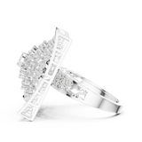 14K Solid Gold Lab Diamond Signet Ring, White Gold, view 3