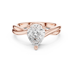 Gold Twisted Band Solitaire Engagement Ring, Pear center stone, Rose Gold, view 4