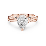 Gold Twisted Band Solitaire Engagement Ring, Pear center stone, Rose Gold, view 4