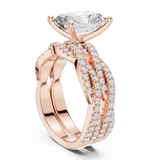 Gold Ring DDLR-300, Radiant center stone, Rose Gold, view 1