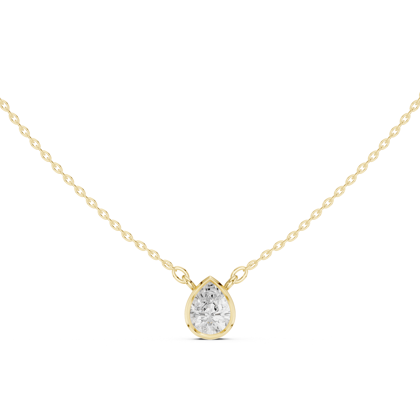 Gold Jewelry DDPS-001, Pear center stone, Yellow Gold, view 4
