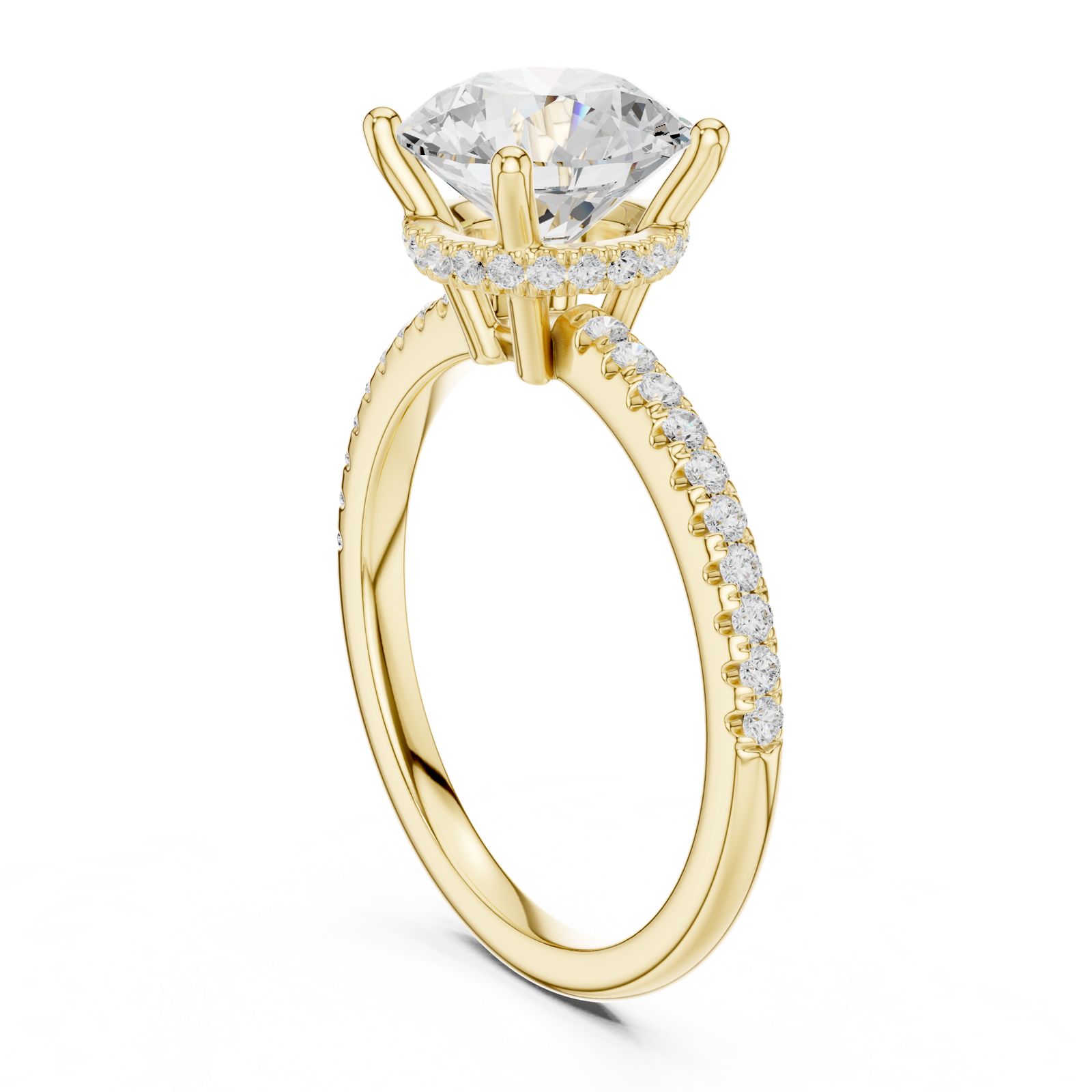 Gold Ring DDLR-177, Round center stone, Yellow Gold, view 1