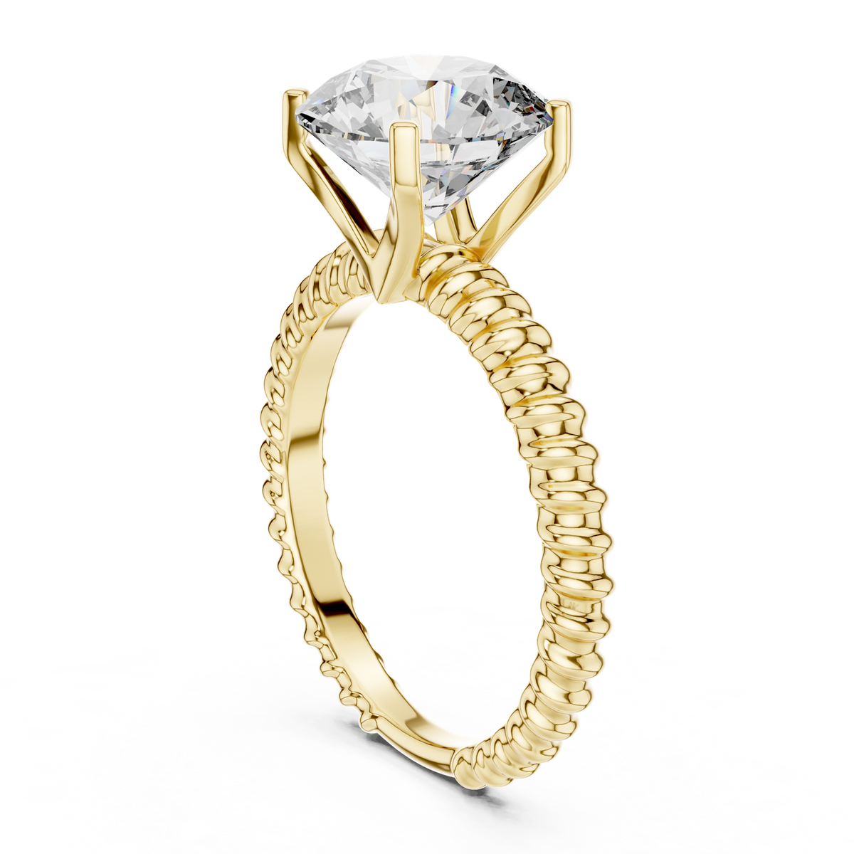 14K Solid Gold Lab Diamond Solitaire Ring, Yellow Gold, view 1