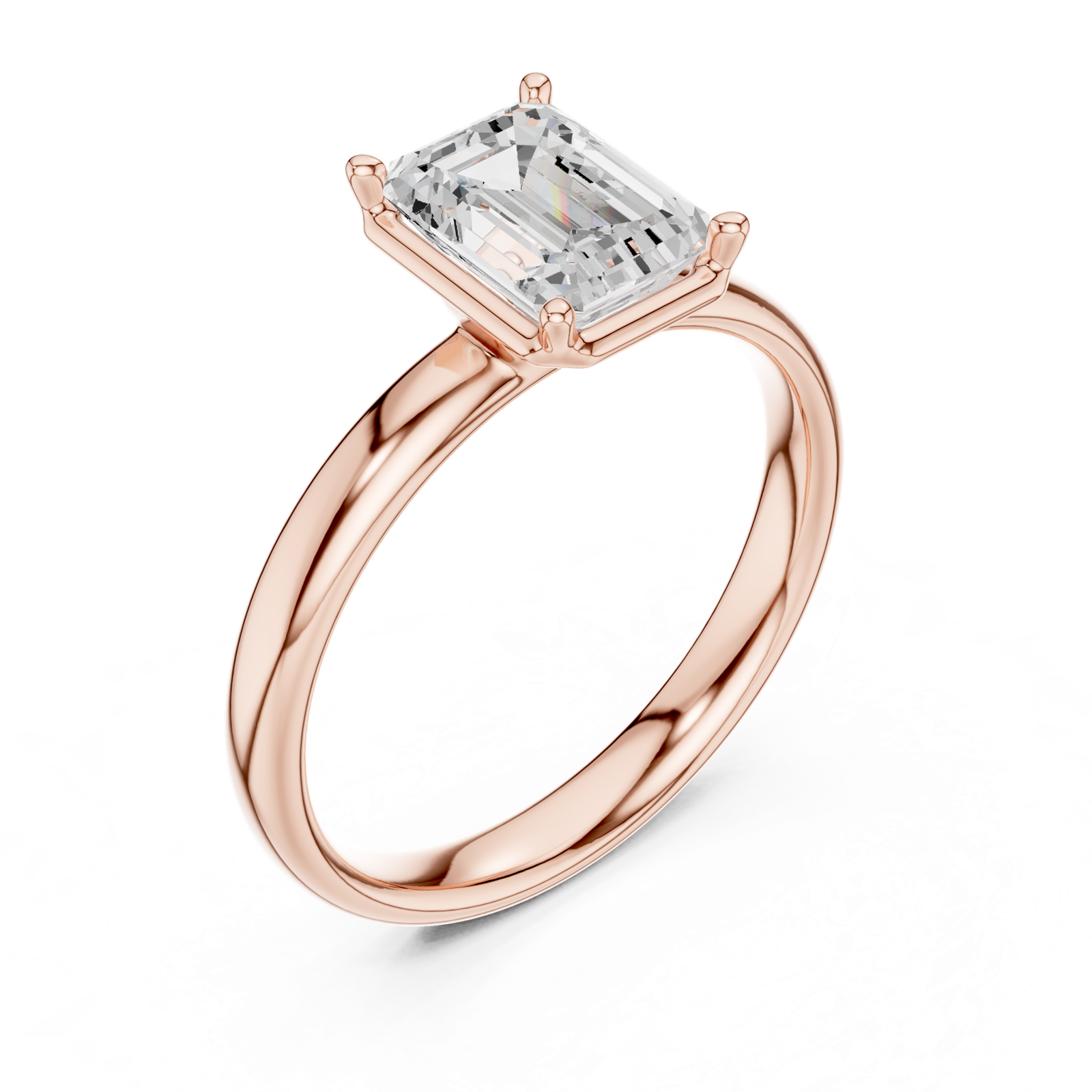 Gold Jewelry, Emerald center stone, Rose Gold, view 2