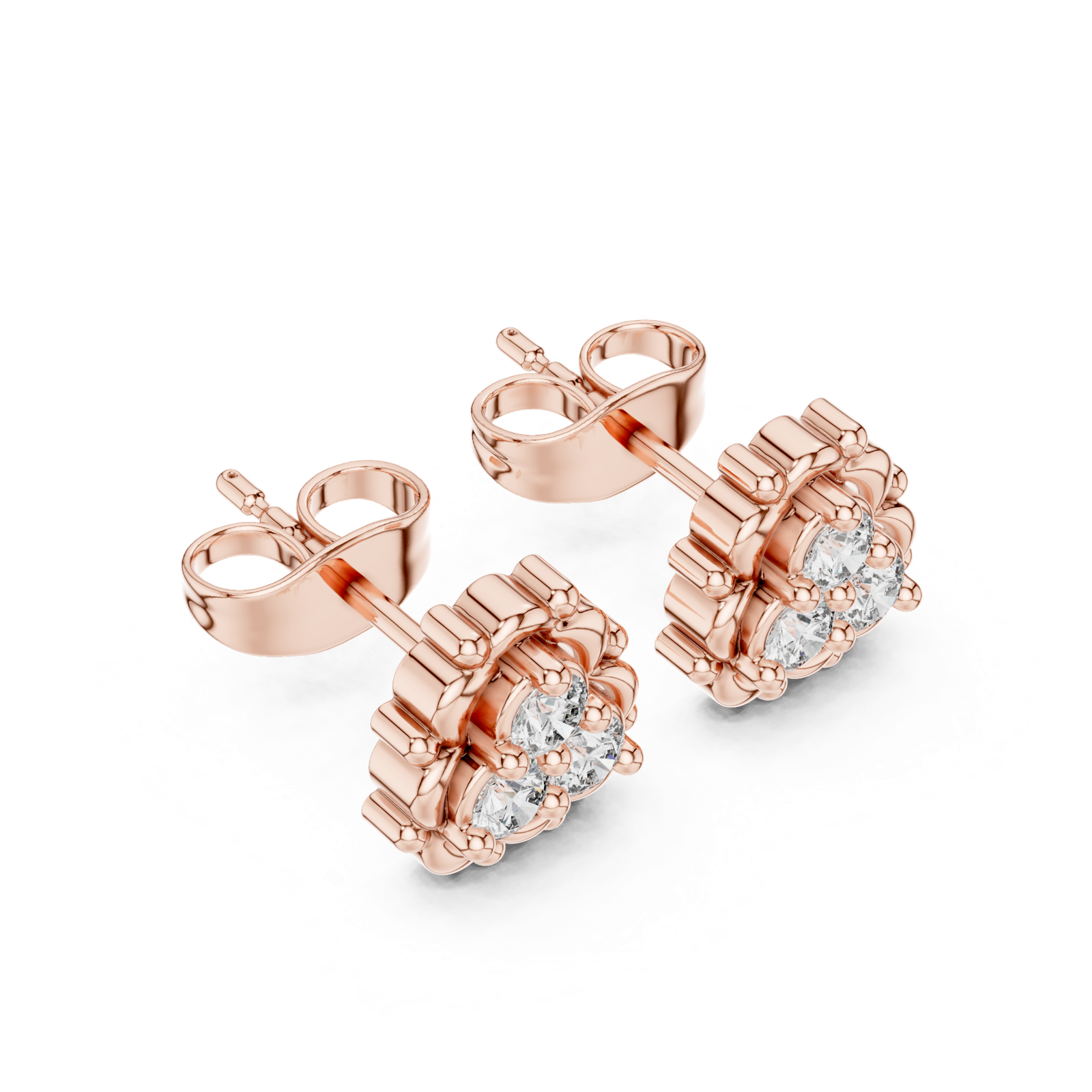 Gold Earrings 9-10040E, Rose Gold, view 2